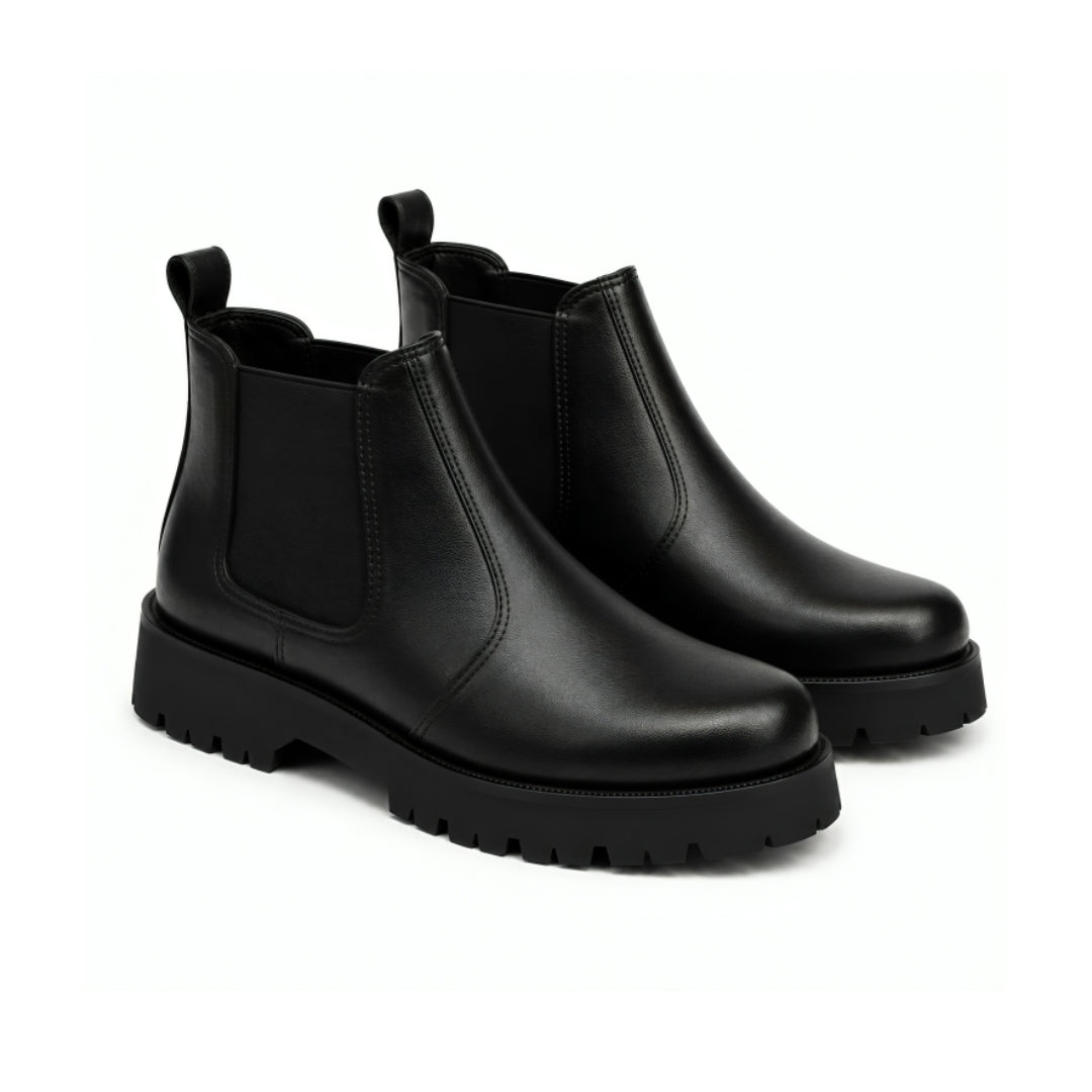 Black Leather Chunky Chelsea Boot 01