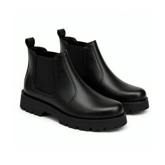 Black Leather Chunky Chelsea Boot 01
