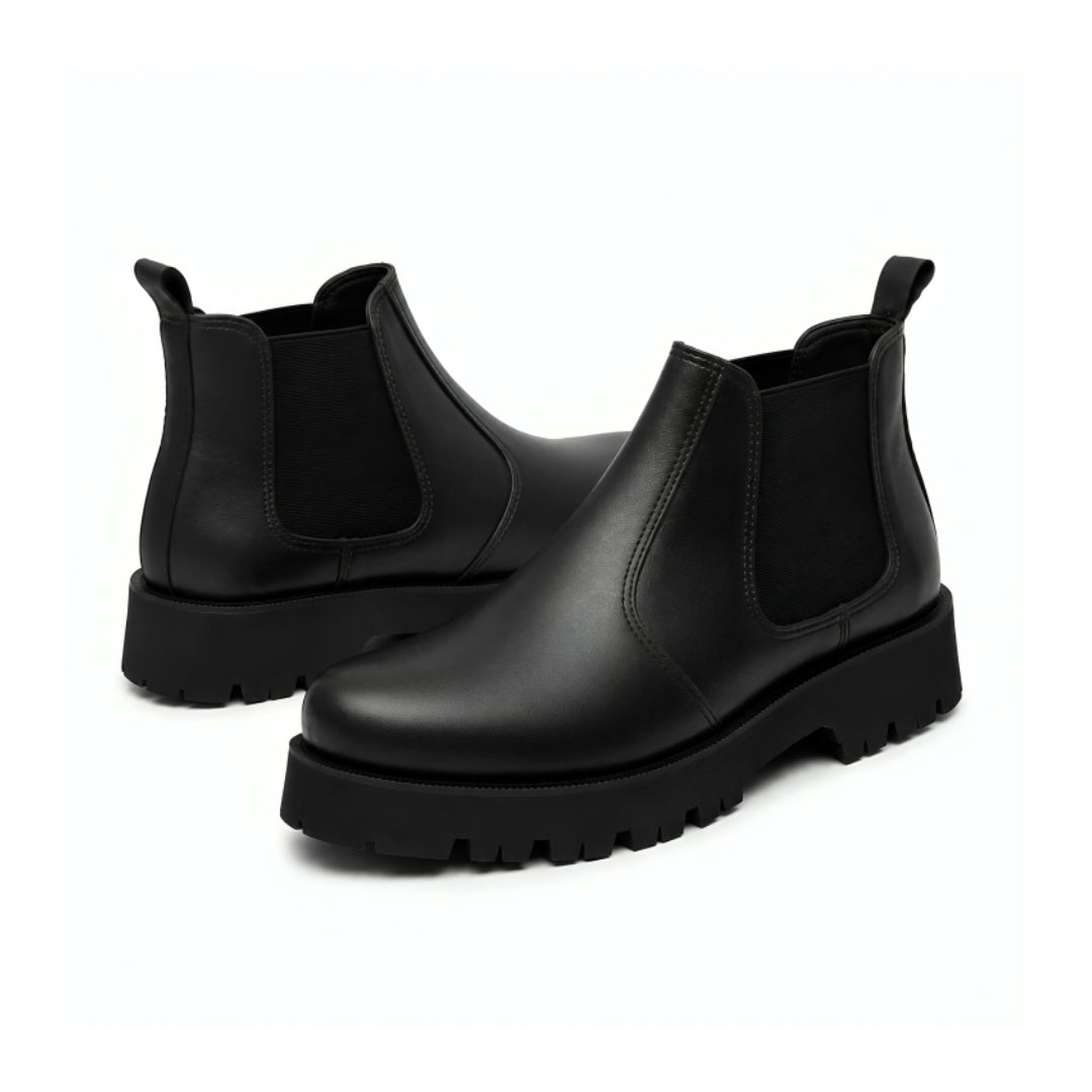 Black Leather Chunky Chelsea Boot 01